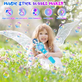 PANACARE Magic Bubble Wand for Kids Electric Bubble Machine with Light/10000+Bubbles/10 Holes Automatic Bubble Blower Portable Outdoor Bubble Maker Toys Gift for Girl Boys Summer Party Wedding