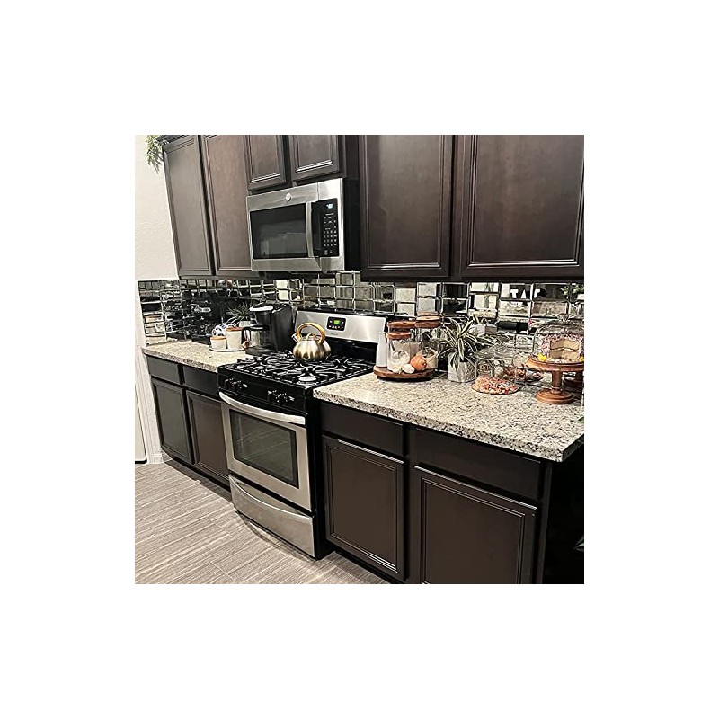 Lovdeco Mirror Peel and Stick Tile, Beveled Subway Mirror Backsplash
