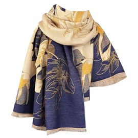 GFM® Cashmere Texture Pashmina Style Scarf Shawl for Autumn Winter -Navy Blue- (FRLSHL-51-GHNL)