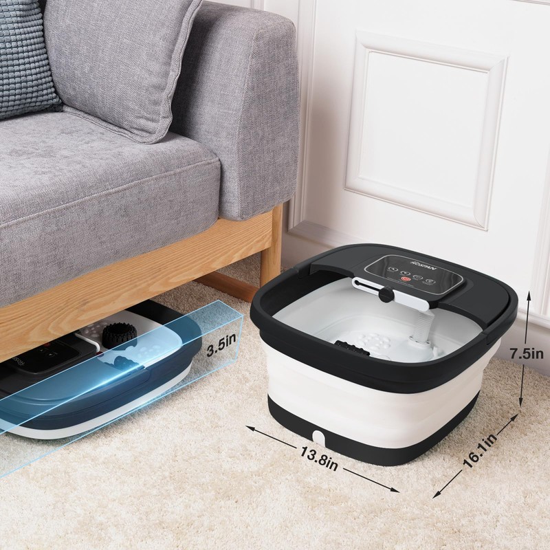 HOSPAN Collapsible Foot Spa with Heat, Bubble, Red Light, and
