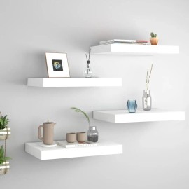 Set of 4 White Honeycomb MDF and Metal Medium Wall & Display Shelvescolor: White Color