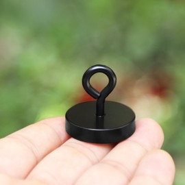 Neosmuk Magnetic Ring Hooks, 45 kg Heavy Duty Extra Strong Magnetic Hook with Eye Bolt for Cruise Cabin, Magnetic Eyelet Hanger for Hanging, Cruise Essentials Hooks (Black, Pack of 2)
