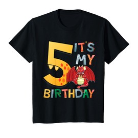 Kids It's My 5th Birthday Dragon 5 Birthday 5 Year Old Boy T-Shirt