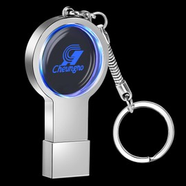 128GB USB Flash Drive, Metal & Round Crystal Thumb Drive with Led Light Decor, Waterproof USB 2.0 Portable Jump Drive, Birthday Wedding Gift Pen Drive