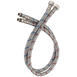 BATHLAVISH 40-Inch Long Bathroom Kitchen Faucet Connector Braided Supply Hose 3/8-Inch Female Compression Stainless Steel Sink Faucet Connection Thread X M10 Male Connector X 2 Pcs (1 Pair)