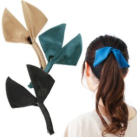 Beauty Hair Banana Clip Medium Size 100mm Feathers Wired Ribbon Satin Ribbon Type 3 Colors Black