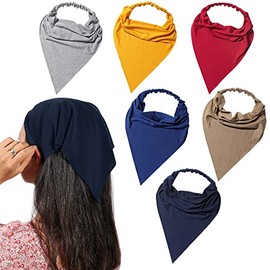 Paquete de 6 bufandas para el cabello para mujer, pañuelo elástico para el cabello, bufanda triangular grande con clips, diademas antideslizantes de color sólido, bufandas para el cabello para adolescentes y niñas