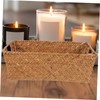 WOONEKY Seagrass Woven Rectangle Basket Wicker Storage Basket for Desktop