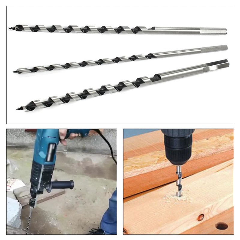 3 Pcs Long Wood Drill Bits Set Woodworking Drill Bit