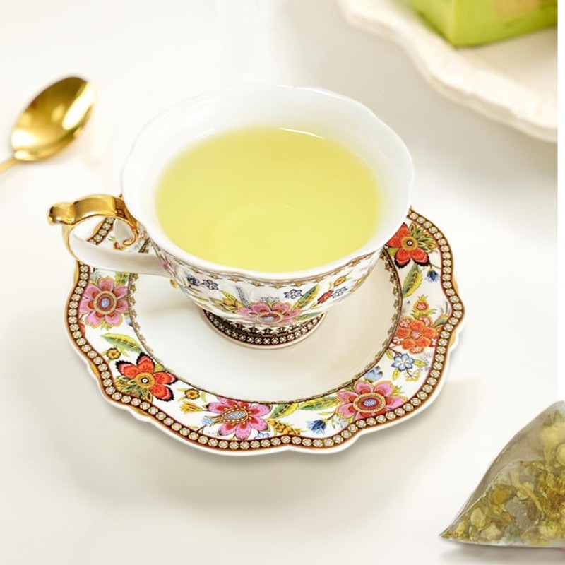 XIEJINJI Chamomile Jasmine Tea Bags, 3.2g x 40 Count,Pyramid Clear