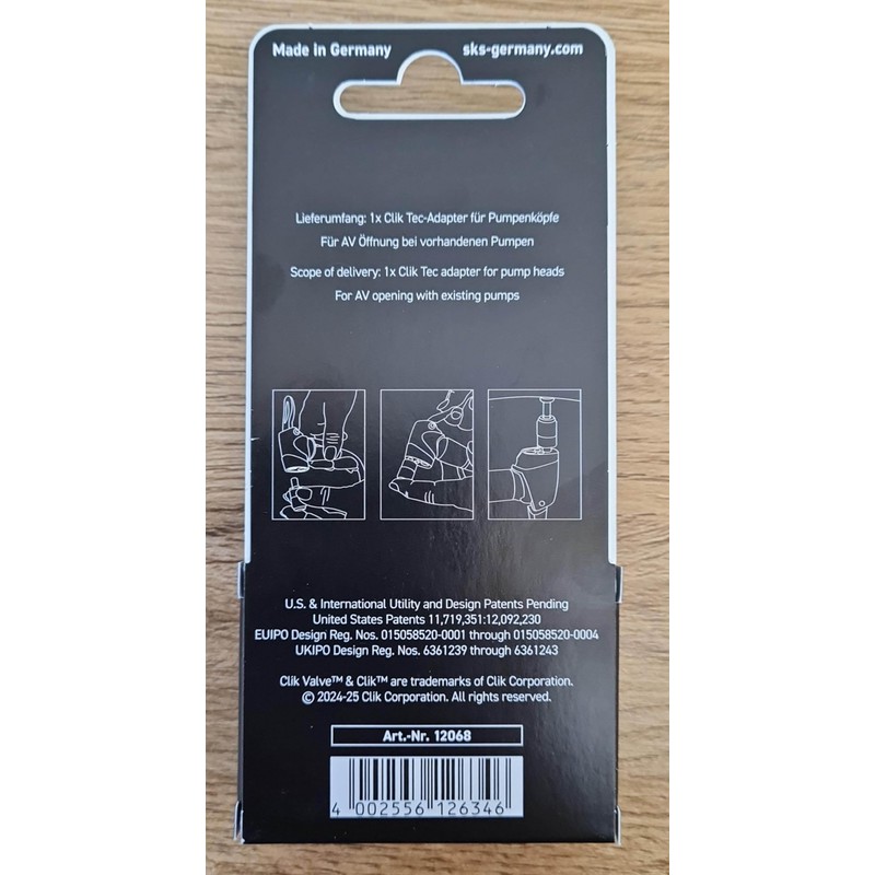SKS Clik Tec Adaptor for Clik Valve Straight AV Openings
