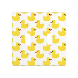 Moslion Duck Toy Double Toggle Wall Plate Cute Animal Shower Ducks 2-Gang Light Plug Protector Device Mount Cover Living Room Bedroom