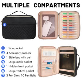 Dofilachy Bible Covers for Women - Stylish Bible Case for Women - Large Bible Cover with Durable Handle - Bible Carrying Case for Girls Boys Kids with Metal Zipper - Bible Bag Journal Case