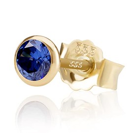 NKlaus Einzel 5,0mm 333 Gelb Gold 8 Karat Ohrstecker Kristall Zirkonia Blau Butterfly Verschluss Damen Mädchen 3391