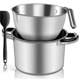 Large Double Boiler Pot Set,3500ML/3.1QT Mixing Bowl for Chocolate Melting, 5000ML/ 4.5QT 304 Stainless Steel Pot With Silicone Spatula for Melting Chocolate, Candy, Candle, Soap, Wax