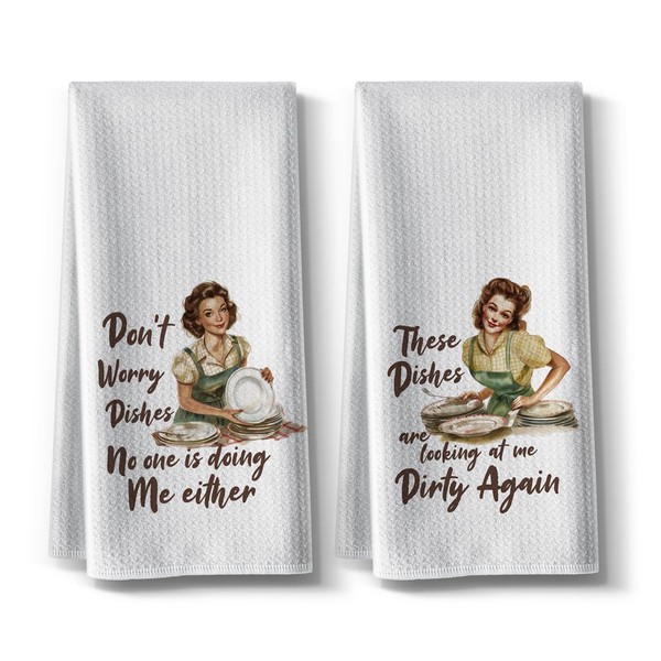 Hcaredee Dishes,Kitchen Towels,Funny Joked Themed Dishcloth,16 * 24,2Pack,Microfiber Bar Towel,Hilarious