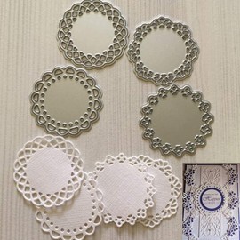 Metal Die Cuts Set Include 4 Different Patterns Round Lace Flower Border Cutting Dies Cut Stencils for Scrapbooking Photo Album Decorative Embossing Paper Dies for Card Making Template (Silver)