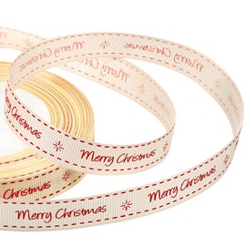 49 Feet Christmas Ribbon Merry Christmas Ribbon Roll Printed Grosgrain Ribbon Snowflake Wrapping Ribbons for Christmas Party DIY Crafts Packaging Holiday Decoration Favors Supplies, 15 mm Wide