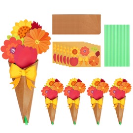 yeabwps 24 Pcs Flower Bouquet Craft Kit, Thankful Autumn Florals for Kids, Sunflower Bouquets Thanksgiving DIY Gift for School Home Classroom Activities