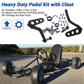 CPVNQMDG Heavy Duty Pedal Kit with Cleat for Universal Go Kart for Predator 196cc 212cc 6.5hp for Manco Go Cart for Yerf Dog Kandi DIY Vintage Go-Kart Parts
