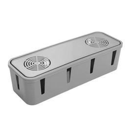 CIYODO 1Pc Grey Plastic Cable Organizer Box for Indoor Use Desktop Socket Holder and Wire Storage Container for Data Cables and Power Cords Management