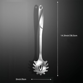 IMEEA 14.3-Inch Spaghetti Spoon Pasta Server SUS304 Stainless Steel Pasta Spoon with Teeth Metal Pasta Spoon Spaghetti Tongs