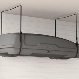 vidaXL Roof Box Lift - 100 kg Load Kayak/Canoe Ceiling Hoist, 4m Nylon Straps, Space-Saving Garage Storage System, Includes Mounting Accessories, Black