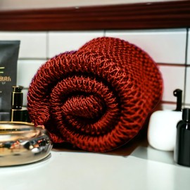 SARHAANA African Net Sponge African Shower Net Djampe Exfoliating Bath Sponge Toilet Flower Glove XL Accessory for Women Men Children Body Scrub Net (RED)