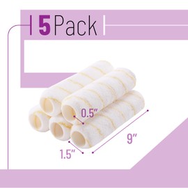 Bates- Paint Roller Covers, 1/2" x 9" Roller Covers, Pack of 5, Covers for Paint Rollers, Naps for Paint Roller Brush, Roller Naps, House Painting Supplies, Nap for Roller Frame