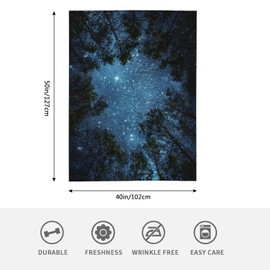 HGOD DESIGNS Beautiful Night Sky Blanket, The Milky Way and the Trees Decor Blankets Soft Warm Throw for Women Birthday, Home Living Room Decoration 100x130cm