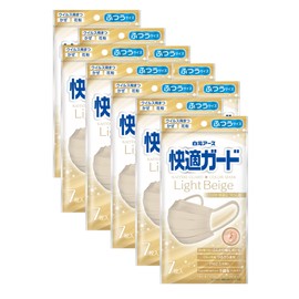 快適ガード マスク ふつうサイズ ライトベージュ7枚×10個パック カラーマスク
