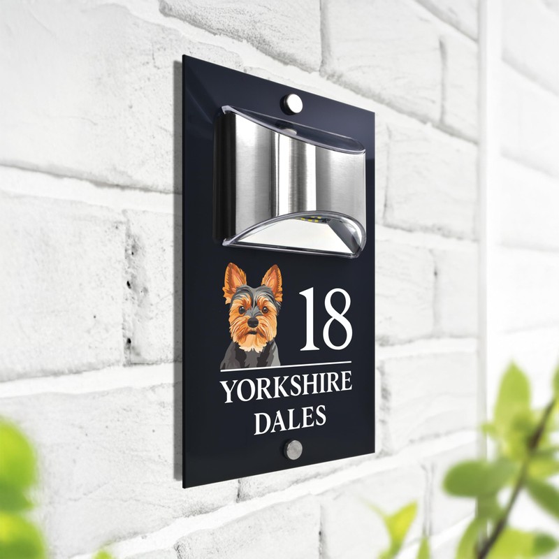Custom Signs Solar Illuminated Modern Anthracite House Number Sign 24cm