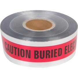 Morris Products Underground Electrical Foil Lined Caution Tape – 3" Width – Detectable from 12-24" Depths – Red – Printed with Caution Buried Electric Line Below – 1,000' Length, 1-Pack