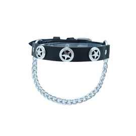 TrendyFashionJewelry Men Biker Jewelry Boots Black Faux Leather Pair Straps Silver Metal Chains Texas Star Charms