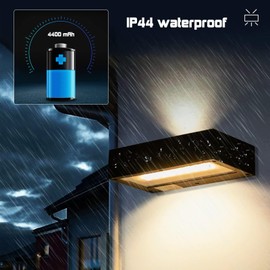 Solar Wall Lights Outdoor, Solar Dusk to Dawn Lights Outdoor Waterproof Wall Sconce Light, Aluminum & Glass, Solar Porch Light, Solar Powered Wall Mount Lights for Outside House Yard Shed, 4400 mAh
