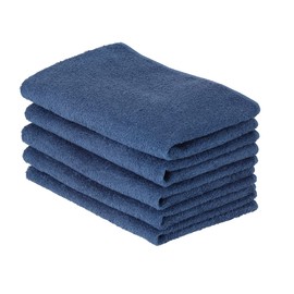 Tsubame Towel, Founded in 1887, Senshu Towels, Made in Japan, Set of 5, Coloring, Instant Absorption, Quick Drying, Organic Cotton, Room Drying, 100% Cotton, 270 Momme, Navy