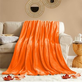 KMUSET KMUSET Fall Throw Blanket Orange Fleece Throw 50 X 60 inches - Super Soft Cozy Lightweight for Sofa, Bed