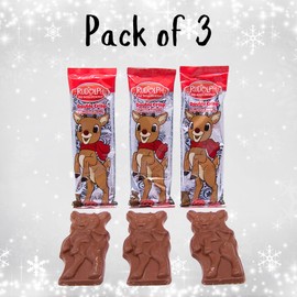 Palmer Holiday Raindeer Chocolate Candy Bar, Christmas Stocking Stuffer, Making Candy Fun Since 1948 (Pack of 3, Each 3oz)