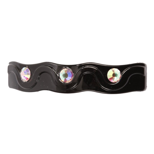 Caravan Rolling Thick Hair Barrette Decorated with 3 AB Swarovski Rhine Stone Crystals, 0.5 Ounce