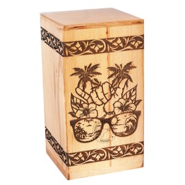 HIND HANDICRAFTS Handcrafted Floral Engraved Wooden Urns for Human Ashes Adult Large - Cremation Urn for Ashes - Burial Urn for Columbarium - Funeral Urn Box (Beach Swag, 250 LB - Beechwood)
