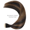 WENNALIFE Tape in Hair Extensions Human Hair Balayage Natural Black