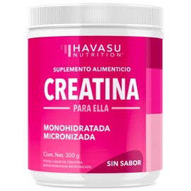 Creatina Monohidratada para Mujer en Polvo | Micronizada | Suplemento Alimenticio Preworkout para Ella | 3 g por Porción | Sin Sabor, Vegana y No Transgénica | 100 Porciones | 300 g