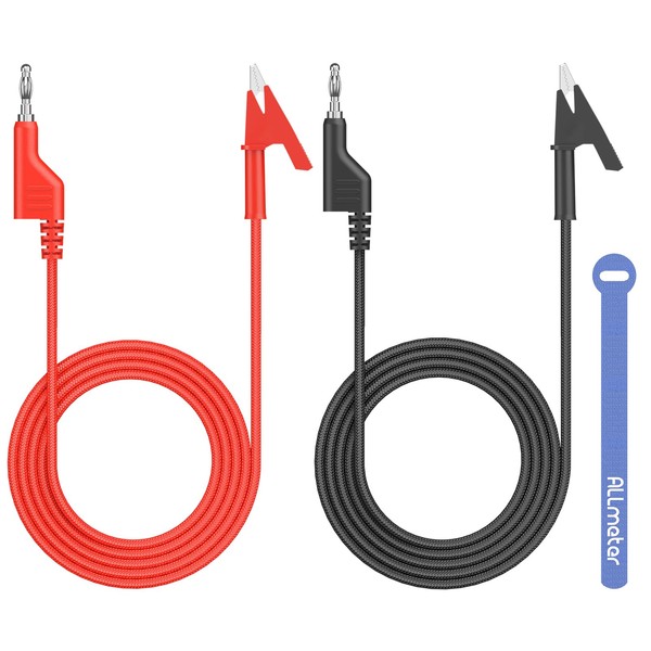 ALLmeter Banana Plug to Alligator Clip Test Leads,1m (3.3ft) 15A