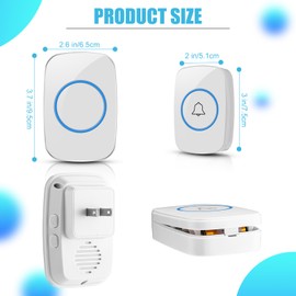 8 Pcs Waterproof Doorbell Kit 4 Pcs Home Doorbell with 4 Pcs Receivers 1000 FT Range 5 Volume Levels with 60 Doorbell Chimes and LED Flash (White)