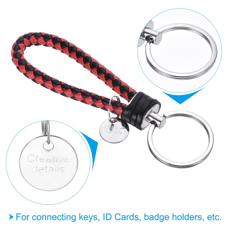 PATIKIL Braided Leather Keychain with Stainless Steel Key Ring Sleeve,