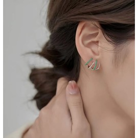 SLUYNZ 925 Sterling Silver Color CZ Cuff Earrings Studs for Women Teens Claw Huggie Earrings Piercings Wrap, Sterling Silver, Cubic Zirconia