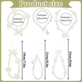 Giantree 3 Pcs Butterfly Bow Knot Beaded Phone Charm, Y2k Pearl Beaded Phone Charm Lanyard Wrist Butterfly Bow Flower Phone Charms Strap, Cute Pearl Phone Chain for Women