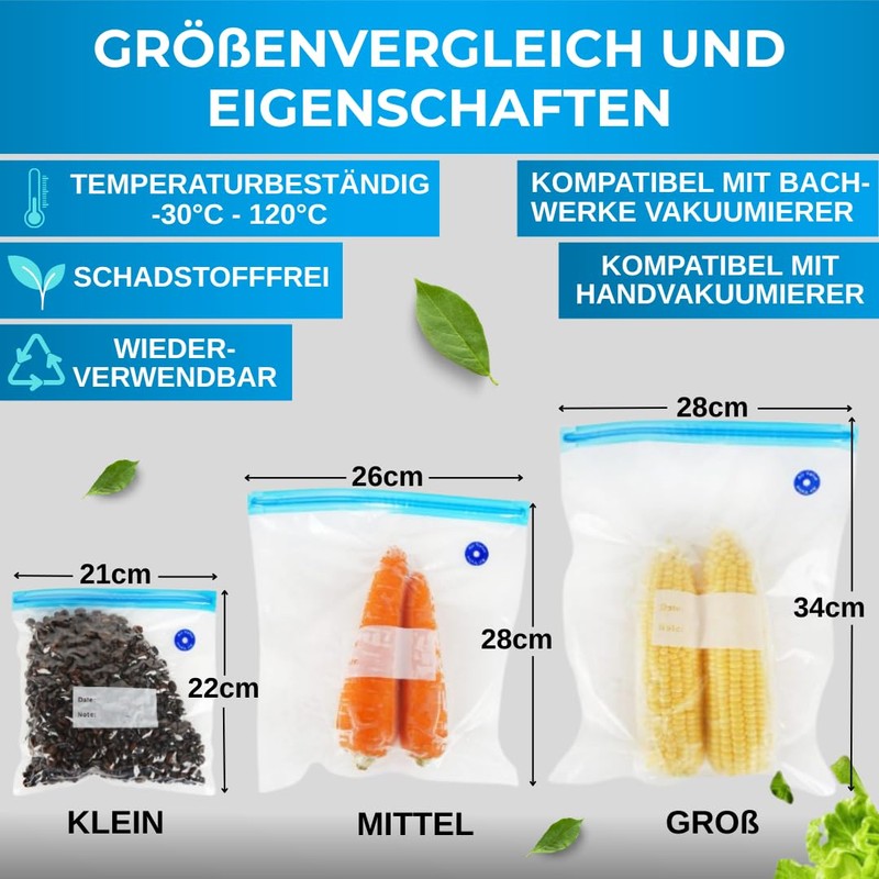 Bachwerke 30 vacuum bags, vacuum bags for vacuum sealer foil