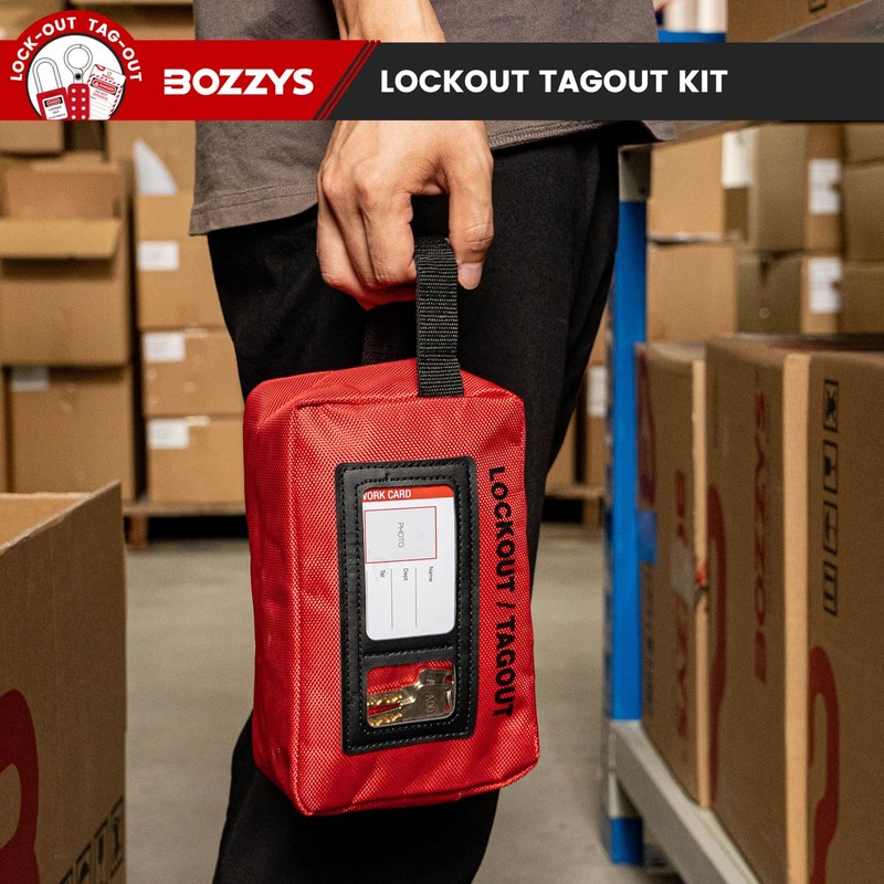 BOZZYS Portable Lockout Tagout Kit - 27 Pack OSHA Compliant