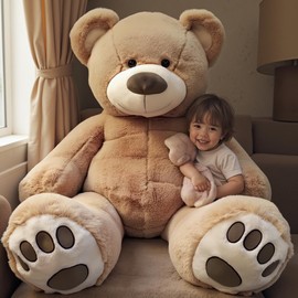 Anico 59" Tall (5 Foot) Giant Plush Bear, Stuffed Animal, Beige Teddy Bear with Smiling Face. Premium Stuffed Toy Teddy Bear, Perfect for Girlfriend, Kids, Valentine's Day, Christmas!